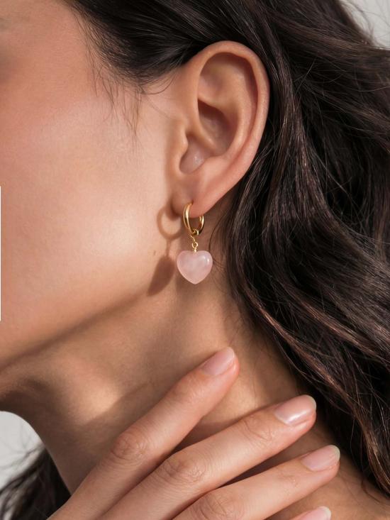  세레 이어링 세리 하트 옥석 참 귀걸이 핑크 - SEREE