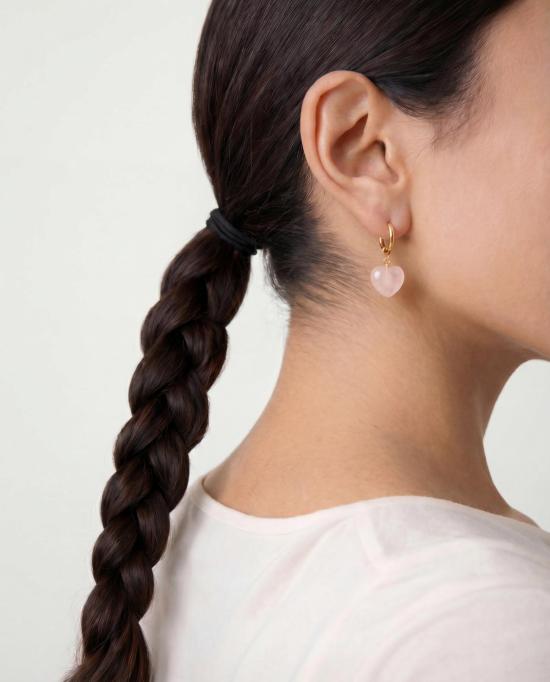  세레 이어링 세리 하트 옥석 참 귀걸이 핑크 - SEREE