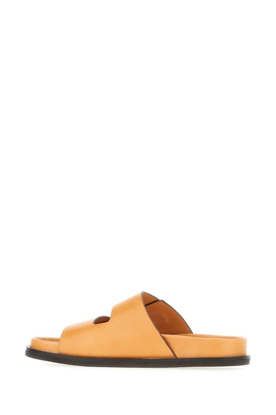  토리버치 뮬/슬리퍼 카라멜 가죽 슬라이더 샌들 카멜로 - TORY BURCH