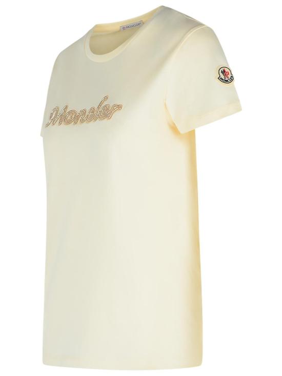  몽클레어 반팔 티셔츠 코튼 티셔츠 크림 - MONCLER