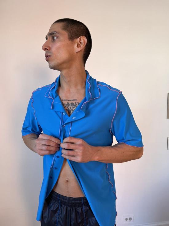  Sherris 반팔 셔츠 셰리스 알렉스 버튼다운  블루