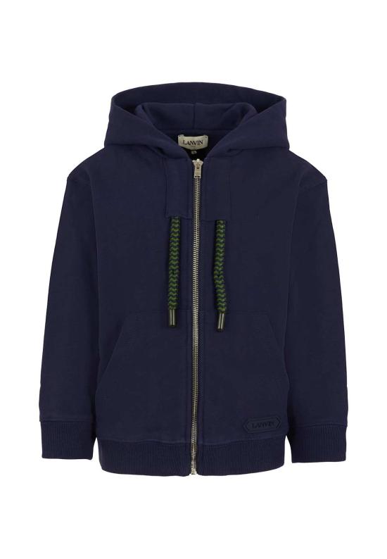  [키즈] 랑방 풀오버 아동용  로고 지퍼 스웨트셔츠 블루