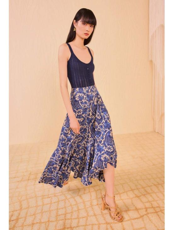  울라 존슨 미디 스커트 사비나 페이크 랩 스커트 - ULLA JOHNSON