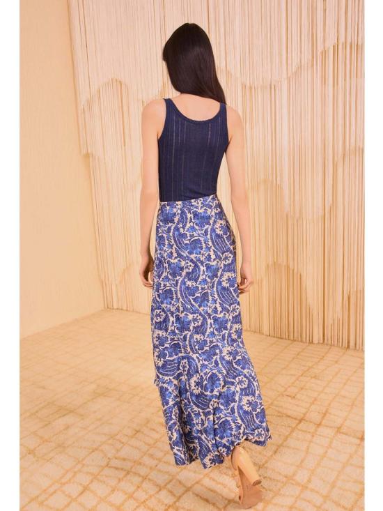  울라 존슨 미디 스커트 사비나 페이크 랩 스커트 - ULLA JOHNSON