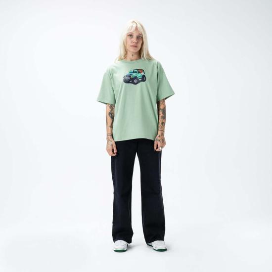  마켓 반팔 티셔츠 4x4 베어 티셔츠 바질/화이트 - MARKET