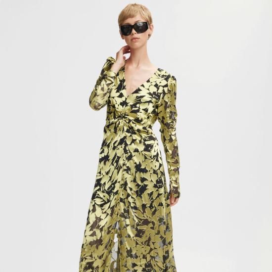  게스투즈 롱 원피스 시쿠라 드레스 루미너리 리브스 - GESTUZ