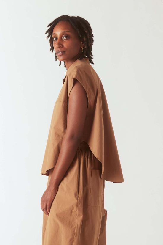  모던 위빙 블라우스 반팔 버튼업 상의 - MODERN WEAVING