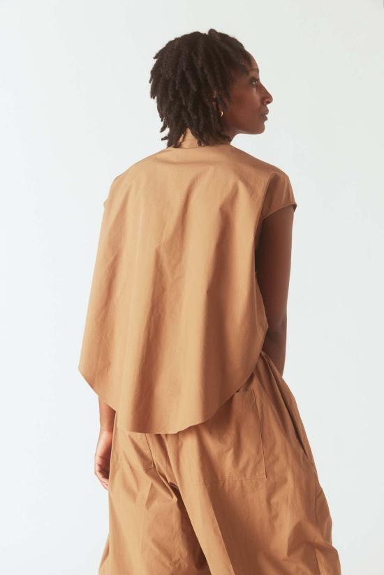  모던 위빙 블라우스 반팔 버튼업 상의 - MODERN WEAVING