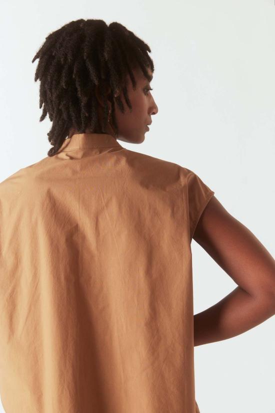  모던 위빙 블라우스 반팔 버튼업 상의 - MODERN WEAVING