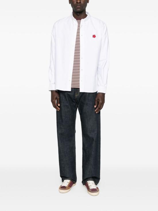  겐조 긴팔 셔츠 보케 플라워 코튼 셔츠 화이트 - KENZO