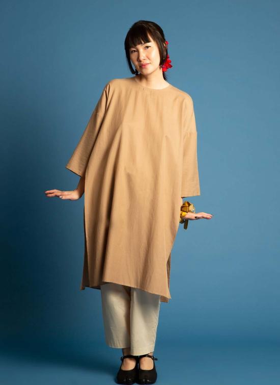  카렘 튜닉 스프링 버드 유니섹스 드롭숄더  골든 브라운