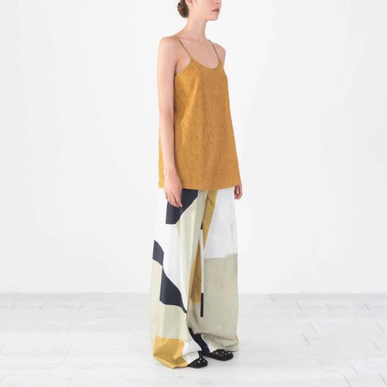  알리지 스트레이트 팬츠 알리시 추상 면바지 베르데 프린트 - ALYSI