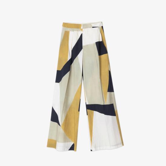  알리지 스트레이트 팬츠 알리시 추상 면바지 베르데 프린트 - ALYSI