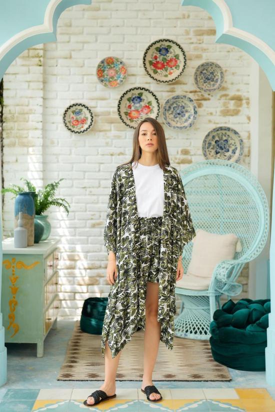  Pink Haley 라운지 웨어 핑크 헤일리 나탈리아 미디 키모노 로브 빈티지 그린