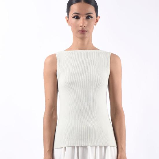  Lars Andersson 민소매 티셔츠 라르스 앤더슨 보트넥 크롭 슬리브리스 2x1 탑 루스