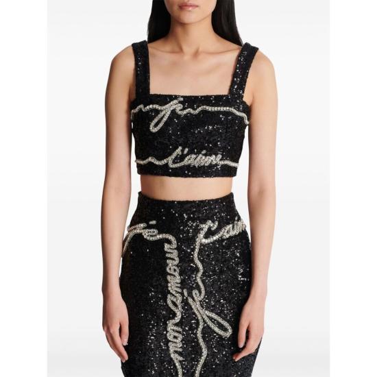  발망 민소매 티셔츠 탑 탱크탑 블랙 - BALMAIN