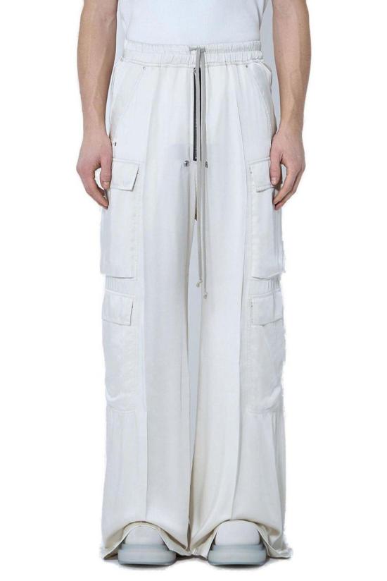  릭 오웬스 치노 팬츠 새틴 드로스트링 카고 팬츠 베이지