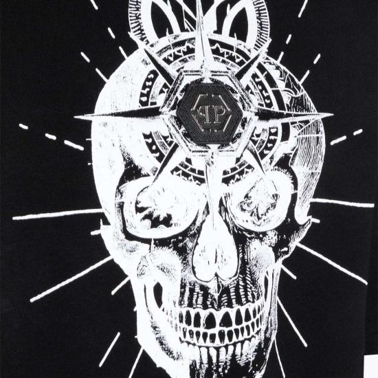  필립 플레인 반팔 티셔츠 반팔 크루넥 티셔츠 블랙 - PHILIPP PLEIN