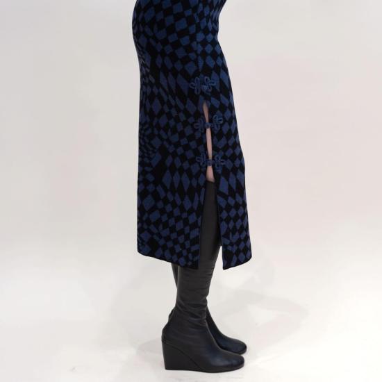  헤일리 멘지스 미디 스커트 자카드 스플릿 스커트 네이비 - HAYLEY MENZIES