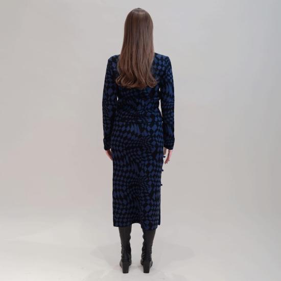  헤일리 멘지스 미디 스커트 자카드 스플릿 스커트 네이비 - HAYLEY MENZIES