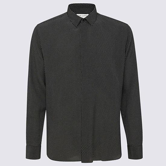  생로랑 셔츠 블랙 실크 셔츠 블랙