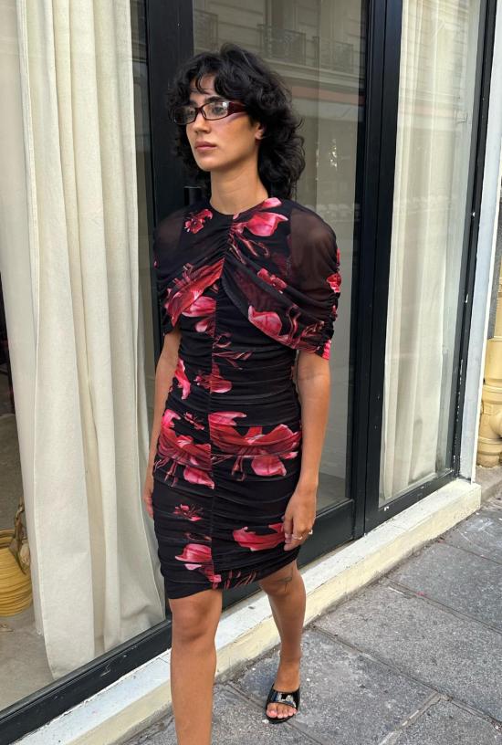  SAEMDI 숏 원피스 사엠디 드레이프드 플로럴 미니 메시 드레스 - OTHER BRANDS