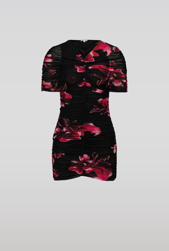  SAEMDI 숏 원피스 사엠디 드레이프드 플로럴 미니 메시 드레스