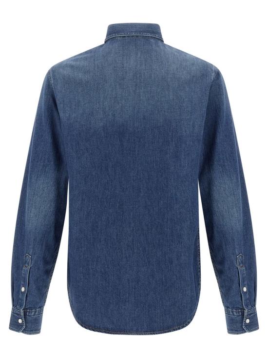  베르사체 데님 셔츠 메두사 패치 셔츠 블루 - VERSACE