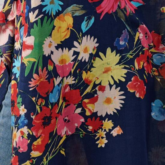  Ten Thousand Villages 코트 만 개의 마을 라실라 블루 플로럴 모달 토퍼 - Ten Thousand Villages