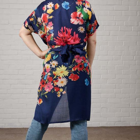  Ten Thousand Villages 코트 만 개의 마을 라실라 블루 플로럴 모달 토퍼 - Ten Thousand Villages