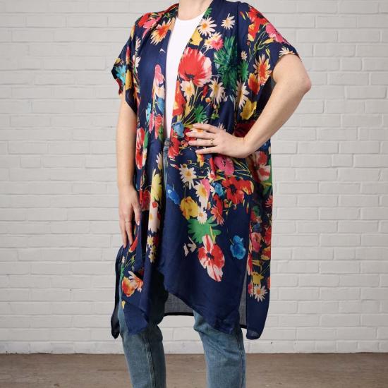  Ten Thousand Villages 코트 만 개의 마을 라실라 블루 플로럴 모달 토퍼