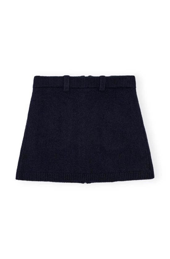  가니 숏 스커트 삶은 양모 미니스커트 스카이 캡틴 - GANNI