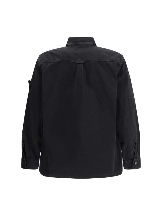  스톤 아일랜드 긴팔 셔츠 코튼 오버 블랙 - STONE ISLAND