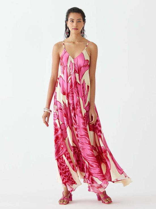  IKKIVI 롱 원피스 이키비 아프로디테 스트랩 드레스 핑크 - IKKIVI