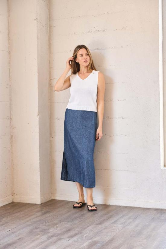  잇이즈웰 LA 베스트 잇이즈웰 L.A. 코튼 브이넥 스웨터 탱크탑 - IT IS WELL L.A.