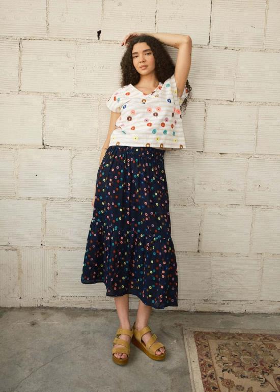  에이스 앤 지그 미디 스커트 에이스앤지그라라 플라운스 스커트 폴카 - ACE & JIG