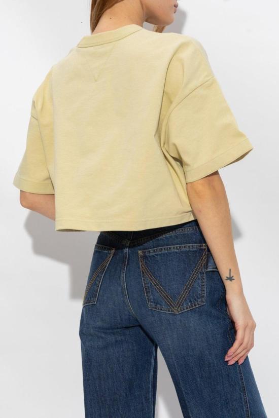  보테가베네타 민소매 티셔츠 보테가 베네타 포켓 디테일 크롭 티셔츠 크림색 - BOTTEGA VENETA