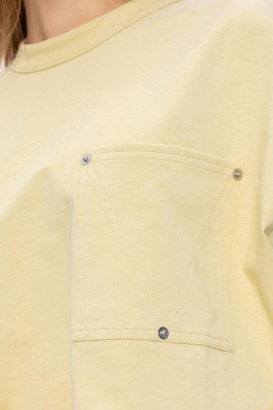  보테가베네타 민소매 티셔츠 보테가 베네타 포켓 디테일 크롭 티셔츠 크림색 - BOTTEGA VENETA