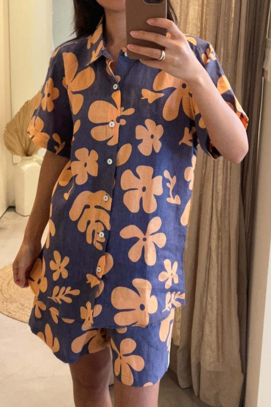  at Dawn. 셔츠 새벽에. 린넨 꽃무늬 셔츠 - AT DAWN.