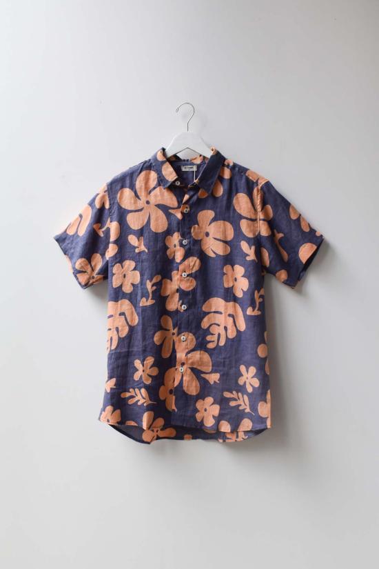  at Dawn. 셔츠 새벽에. 린넨 꽃무늬 셔츠 - AT DAWN.