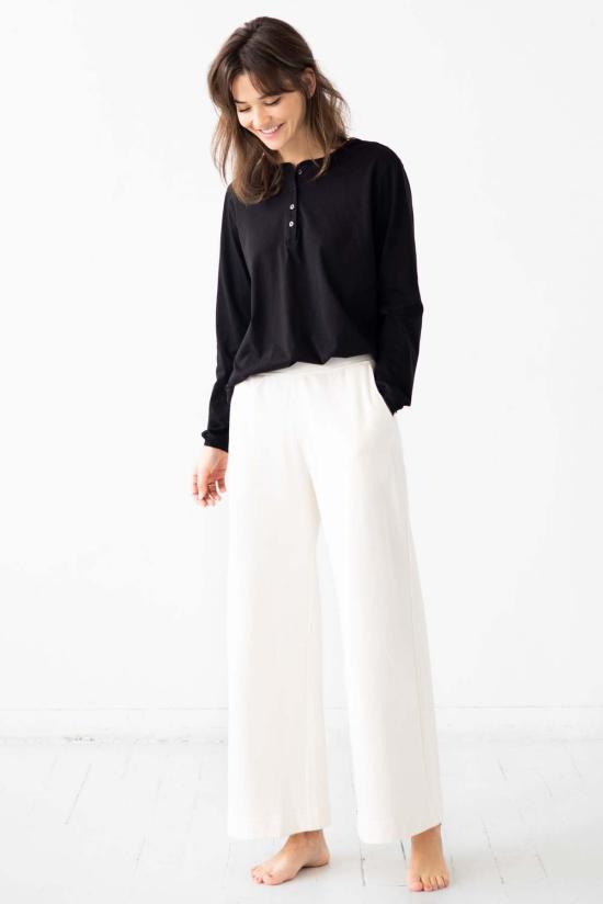  살루아 란제리 긴팔 티셔츠 피마 코튼 헨리 - SALUA LINGERIE