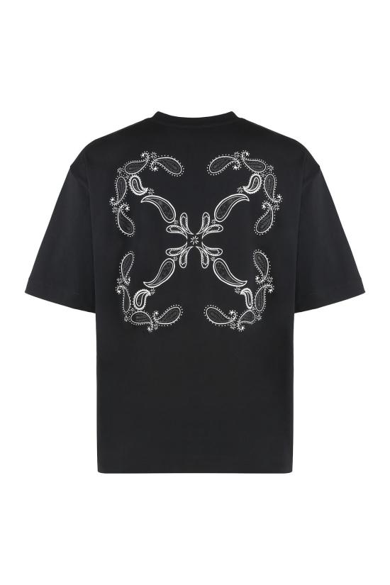  오프화이트 반팔 티셔츠 코튼 크루넥 티셔츠 블랙 - OFF WHITE