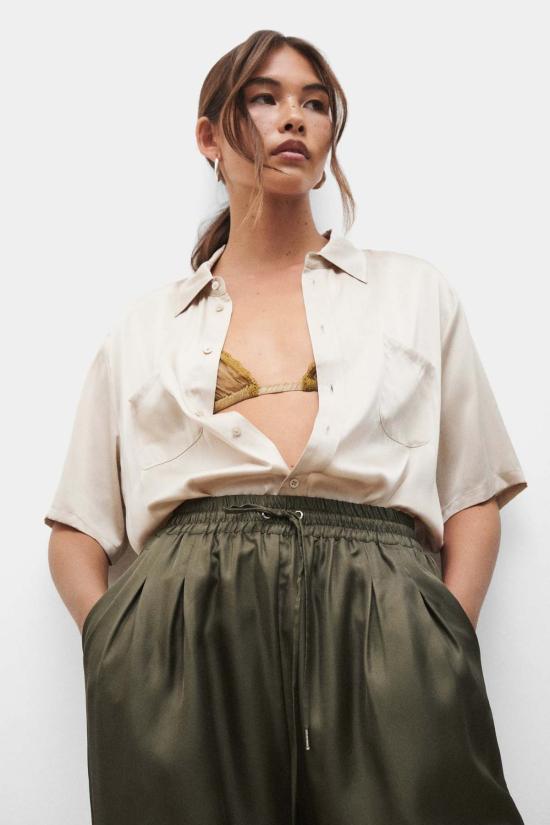  실크 런드리 팔라초 팬츠 실크 세탁 트윌 슬라우치  파인 - SILK LAUNDRY