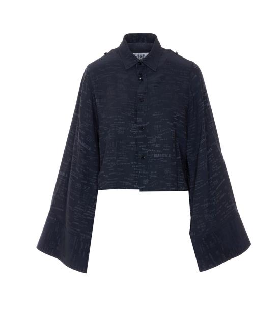  MM6 메종마르지엘라 탑 Mm6 메종 마르지엘라 로고 셔츠 블랙