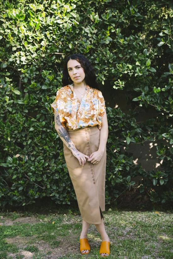  머틀 미디 스커트 리타 스커트 카멜 - MYRTLE