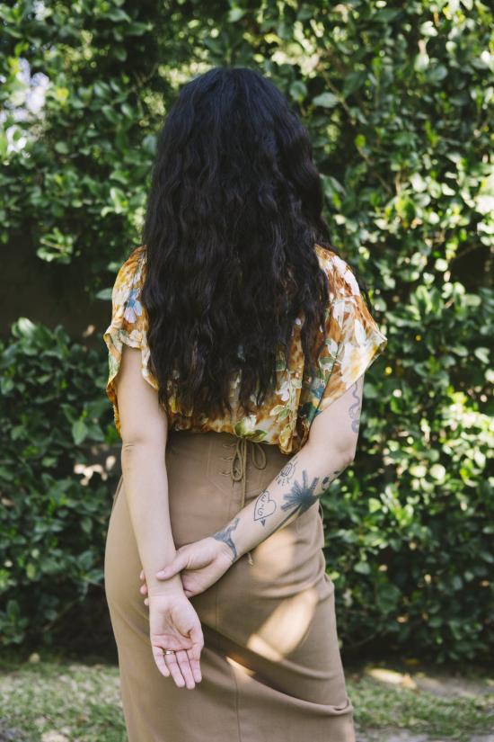  머틀 미디 스커트 리타 스커트 카멜 - MYRTLE