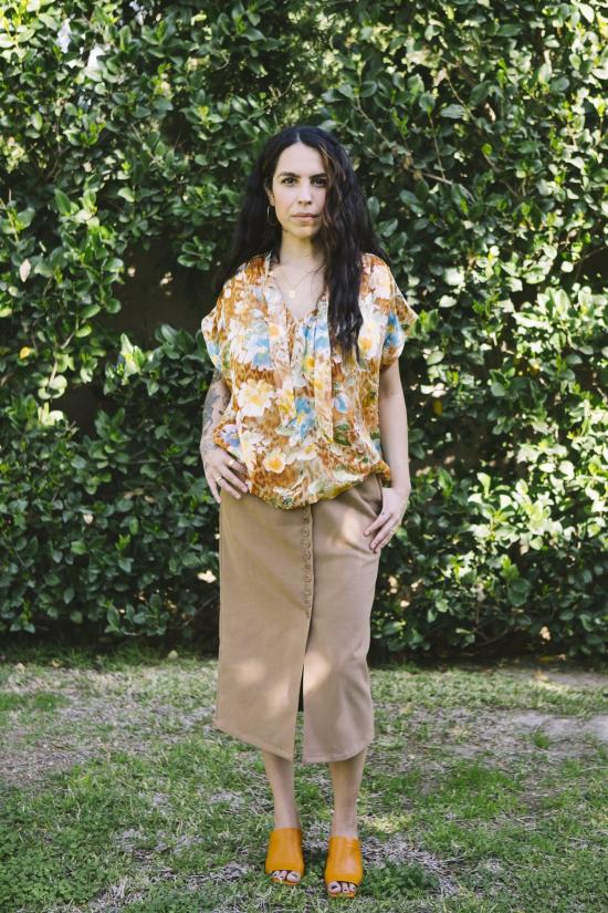  머틀 미디 스커트 리타 스커트 카멜 - MYRTLE