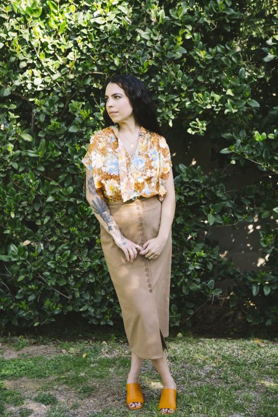  머틀 미디 스커트 리타 스커트 카멜 - MYRTLE