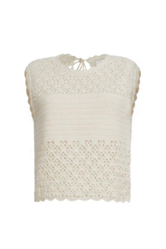  일레븐 식스 민소매 티셔츠 사라 크로셰 탑 내추럴 - ELEVEN SIX