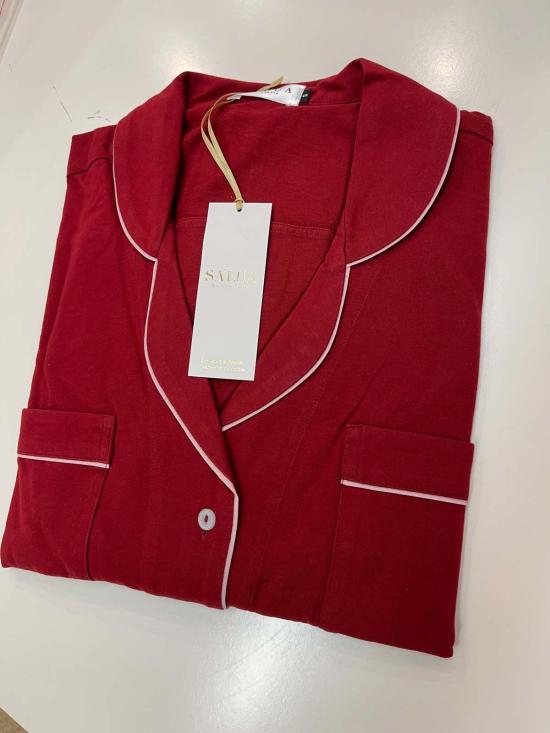  Salua Lingerie 라운지 웨어 살루아 란제리 브러시드 피마 코튼 롱 슬립 셔츠 멀티 - SALUA LINGERIE